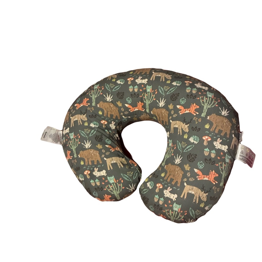 Boppy Forest Animal Kids Neck Pillow in Olive with Orange and Cream Accents